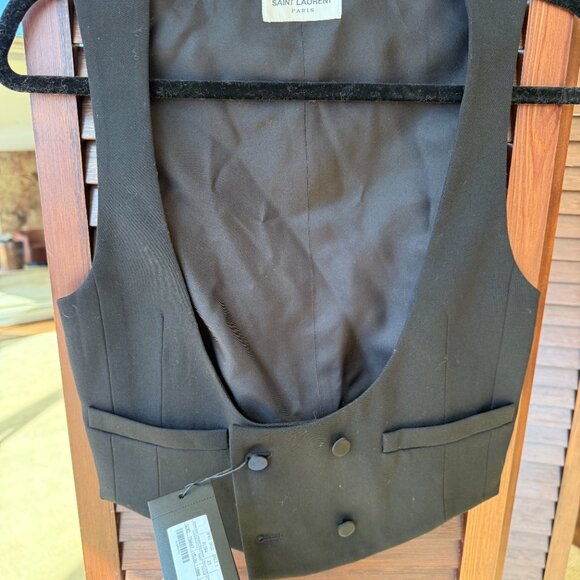 Saint Laurent black double-breasted wool waistcoat - Sz 40 - New with Tags - Picture 6 of 6